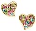 Adorable Gold Tone Sparkling Multicolor Crystal Embellished Heart Stud 1/2