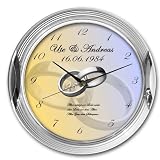 Silberhochzeit- Wanduhr 30cm silber - individuelle Motivuhr mit Ihrem Wunschtext