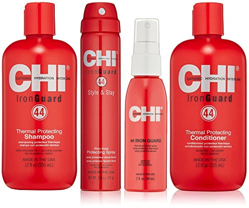 CHI 44 Iron Guard Thermal Protecting System including CHI Iron Guard Shampoo 12oz, CHI Iron Guard Conditioner 12oz, CHI Iron Guard Style & Stay 2.6oz & CHI Iron Guard 2oz