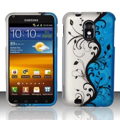 For Samsung Epic Touch 4G D710 / Galaxy S2 Rubberized Blue Vines Design Snap-on Protector Case Plus Free Rubberized Orange Snap-on Protector Case Just in Time For Halloween