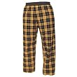 Black and Gold (Yellow) tartan plaid check flannel cotton pants for lounging, sleep, sports. Unisex relaxed fit, exposed elastic waist