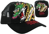 ED HARDY by Christian Audigier Mens Womens Unisex Trucker Hat Dragon Tattoo Black OSFA
