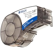 Brady M21-375-499 16' Length, 0.375" Width, B-499 Nylon Cloth, Black On White Color, BMP 21 Mobile Printer ID PAL And LABPAL Printer Label