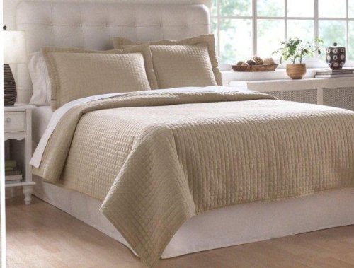 Whole Home Faux Silk Twin Bed Coverlet, 3-Piece, Taupe