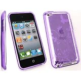 APPLE IPOD TOUCH 4 ( 4TH GENERATION ) FLORAL GEL SKIN COVER/CASE PURPLE BY KIT ME OUT UK