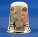 Porcelain China Collectable Thimble - Winding up Knitting Wool - Free Gift Box