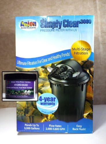 Simply Clear 3000 UV Pressure Filter- w/ FREE 8oz Green Vista Hydrobugs Bacte...