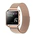 Fitbit Blaze Watch Band with Frame Housing, Oenbopo Milanese Loop Stainless Steel Watch Band Bracelet Wrist Strap + Metal Frame Housing for Fitbit Blaze Smart Fitness Watch(Rose Gold with Frame)