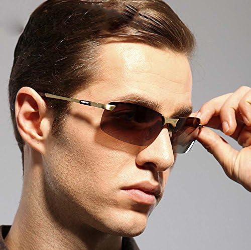Sunglasses polarizer male driver of the influx of people driving mirror sunglasses men's sport sunglasses (metal frame tea tablets)
