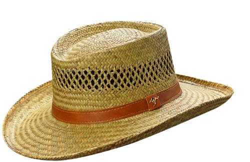 Dorfman Pacific Mens Rush Straw Lightweight Casual Wide Brim Gambler Hat, Straw
