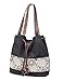 Women Printing Canvas Shoulder Bag Casual Hand Bags Purse with Leather Straps (black)