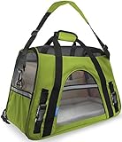 OxGord Airline Approved Pet Carriers w/ Fleece Bed For Dog & Cat - Medium, Soft Sided Kennel - 2016 Newly Designed Model, Spinach Green
