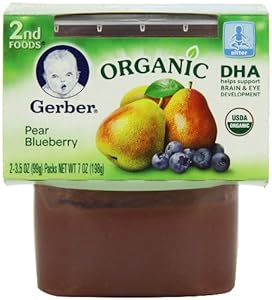 Gerber 2nd Foods Organic Pear Blueberry, 2-Count, 3.5-Ounce Tubs (Pack of 8)
