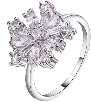 Laikn Women's Sterling Silver Zircon Snowflake Shaped Finger Ring Size 8