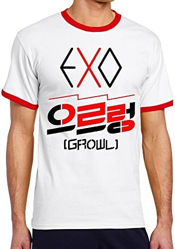 EXO Contract Color T-shirt For Mens 100% Organic Cotton S Red