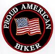 Proud American Biker Embroidered Patch USA Flag Iron-On Motorcycle Emblem