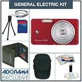 General Electric E1035 Digital Camera Kit, Red with 2 GB SD Memory Card, Deluxe Carry Case, Mini Table Top Tripod, Neck Strap, Memory Card Wallet, Screen Protecters for LCD Screen, Cleaning Fluid with Cloth