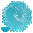 Colorful Recycled Art Glass Large Aqua Blue Sunburst Chip and Dip Set 17.5"D