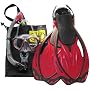 Body Glove Fins, Dry Snorkel, Red Mask, and Bag Set Snorkeling Swim Swimming Authorized Dealer Full Warranty