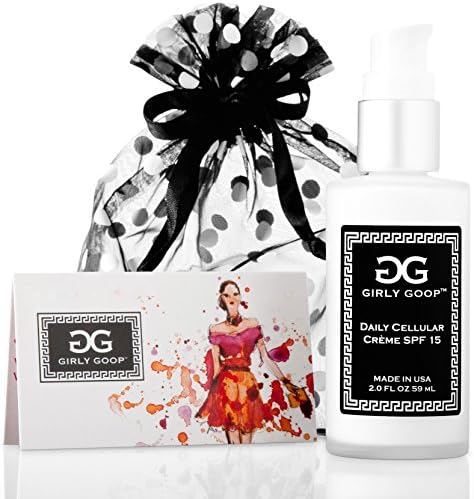 GIRLY GOOP Daily Moisturizer, Anti Aging Cream, SPF 15, Vitamin C, Antioxidants, Restore Hydration, Luminosity, Protect Against Future Damage 2.0 Oz.