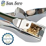 #1 JAPANESE Gourmet Garlic & Ginger Press with LIFETIME GUARANTEE - CRUSH YOUR GARLIC & GINGER WITH EASE- Contemporary Japanese Design using Premium Carbon Steel to help you to crush seasoning with ease and to enhance your cooking. Sold in 1 neat Hand Size of 18cm X 3.5cm: Heavy Weight of 350grams - Fully FDA approved & Dishwasher Safe. Ergonomic Handle design to give ease of crushing Garlic or Ginger like a MASTERCHEF. Suitable for all epicurean Foods and flavours: French, Asian, Italian, Moroccan, Greek. Fully maintenance Free and Self Cleaning with built-in Garlic Peeler/Guard and Large Collection Chamber (16cm³) with spring loaded empty Button. Will also Crush Ginger for Asian Style Fusion cooking - Fully Dishwasher Safe and Damage Proof. BUY TODAY - In Stock with FREE SHIPPING via Amazon.com - LIFETIME MONEY BACK GUARANTEE