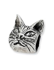 Sterling Silver Reflection Beads Collection Maine Coon Cat Bead Charm 4mm Hole (fits 3mm European Style Charm Bracelets)
