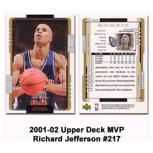 Burbank Sportscards New Jersey Nets Richard Jefferson 2001-02 MVP Rookie Card