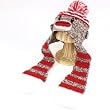 Kid 3-6 San Diego Sock Monkey Knit Trooper Scarf Hat Brown with Red & White