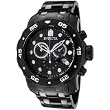 Invicta Men's 0076 Pro Diver Collection Chronograph Black Ion-Plated Stainless Steel Watch