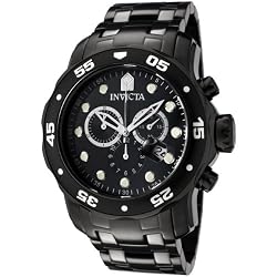Invicta Men's 0076 Pro Diver Collection Chronograph Black Ion-Plated Stainless Steel Watch