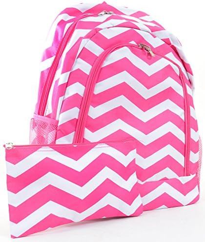Chevron Print Fashion Canvas School Cheer Backpack with PENCIL CASE