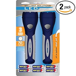 Rayovac Brilliant Solutions 6AA-size LED Gel Grip Flashlight Combo Pack With Batteries Assorted Colors (Pack of 2)