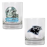 NFL Carolina Panthers Two Piece Rocks Glass Set - Primary & Helmet Logo