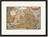Black Framed/Matted Print 17x23, Map of England