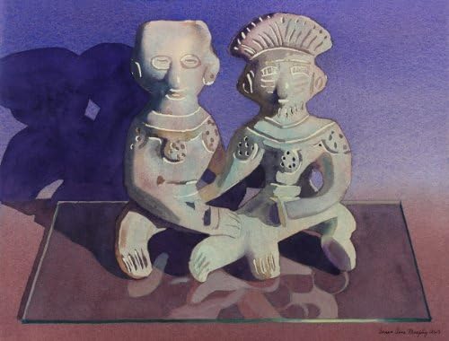 Susan Avis Murphy Loving Couple, Giclée Print of Little Primitive Scupture, 10 x 13 Inches