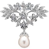 Crystal and Faux Pearl Flower Brooch Emitations