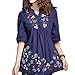 Ashir Aley Embroidered Peasant Dressy Tops 3/4 Sleeve Mexican Blouse