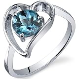 Heart Shape 1.00 carats London Blue Topaz Solitaire Ring in Sterling Silver Rhodium Finish Available in Sizes 5 thru 9