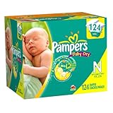 Pampers Baby Dry Size 0 Diapers Super Pack 124 Count
