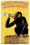 Vintage Liquore Dessert Drunk Monkey Poster Art 24 inch x 36 inch Poster Print, 24x36 Poster Print, 24x36