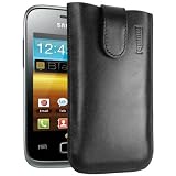mumbi ECHT Ledertasche f�r Samsung Galaxy Y Duos Tasche (Lasche mit R�ckzugfunktion) schwarzvon "mumbi"