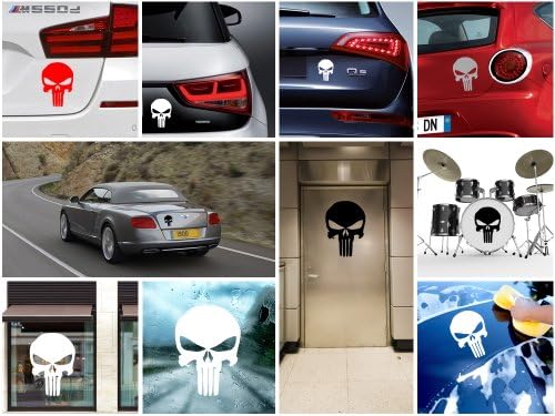Sticker Decal Punisher Skull Decoration Bike Motorbike Bicycle Vehicle Silver-Matte (5 X 3.61 In)