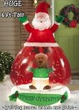Huge 6 Foot Outdoor Decoration Yard Art - Inflatable Christmas Santa & Reindeer Snow Globe w/fans for blowing leaves inside!