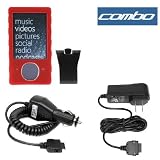 Red Durable Rubber Soft Silicone Skin Cover Case with Belt Clip + Rapid Car Charger + Home Travel Charger for Microsoft Zune 80GB 120GB