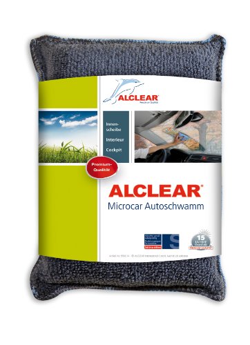 ALCLEAR Ultra-Microfaser Autoschwamm Microcar, Farbe anthrazit-blau, immer superweich, gegen beschlagene Scheiben, Scheibenschwamm für Windschutzscheibe, Antibeschlag - Durchblick statt Unfallgefahr