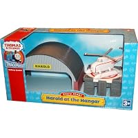 Thomas and Friends Trackmaster Railway System Story Stops Playset - Harold at the Hangar with Heliport Hangar, Helicopter Landing Pad and Harold the Helicopter