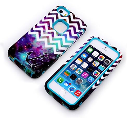 For iphone 5 5S Case , Flysunstore Fashion Starry sky Hybrid Hard PC With TPU Pattern Design Double Layer Protective Cover Fit For Apple iphone 5 5S [BLUE]