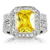 Gwendolyn's Citron Antique Wedding Ring Set- Cushion Cut