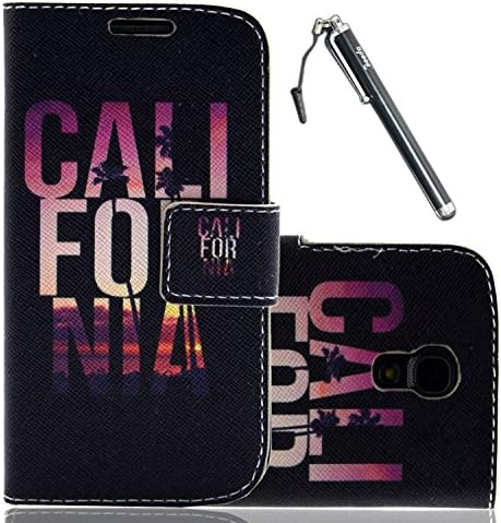 S4 Mini Case, Galaxy S4 Mini Case, Speedtek California Pattern Premium PU Leather Wallet Flip Protective Skin Case with Magnetic Closure for Samsung Galaxy S4 Mini i9190 (2013) (Built-in Credit Card/ID Card Slot)