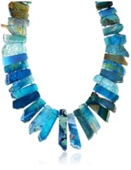 Kenneth Jay Lane Blue Agate Graduated Stones Gold S Hook Necklace, 19"